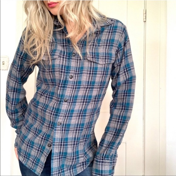 Vintage Awesome Fit Blue Plaid Flannel shirt button down - Picture 5 of 7